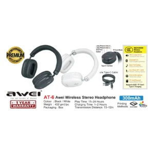 Awei Wireless Stereo Headphone 300 mAh (AT-6)
